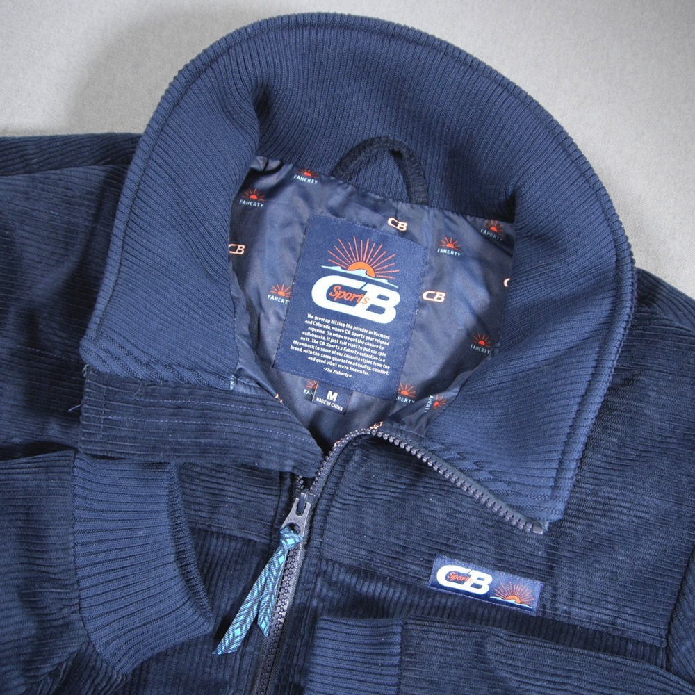 Faherty Corduroy Puffer Jacket Primaloft Men M CB Sports Retro Zip Sporty